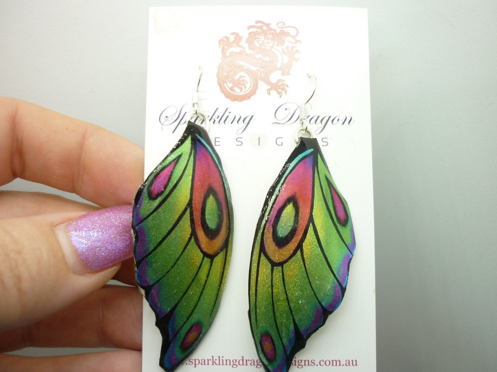 Butterfly Wing Earrings Green Yellow – Fairy Jewellery, Fun Gift for her Fairy
