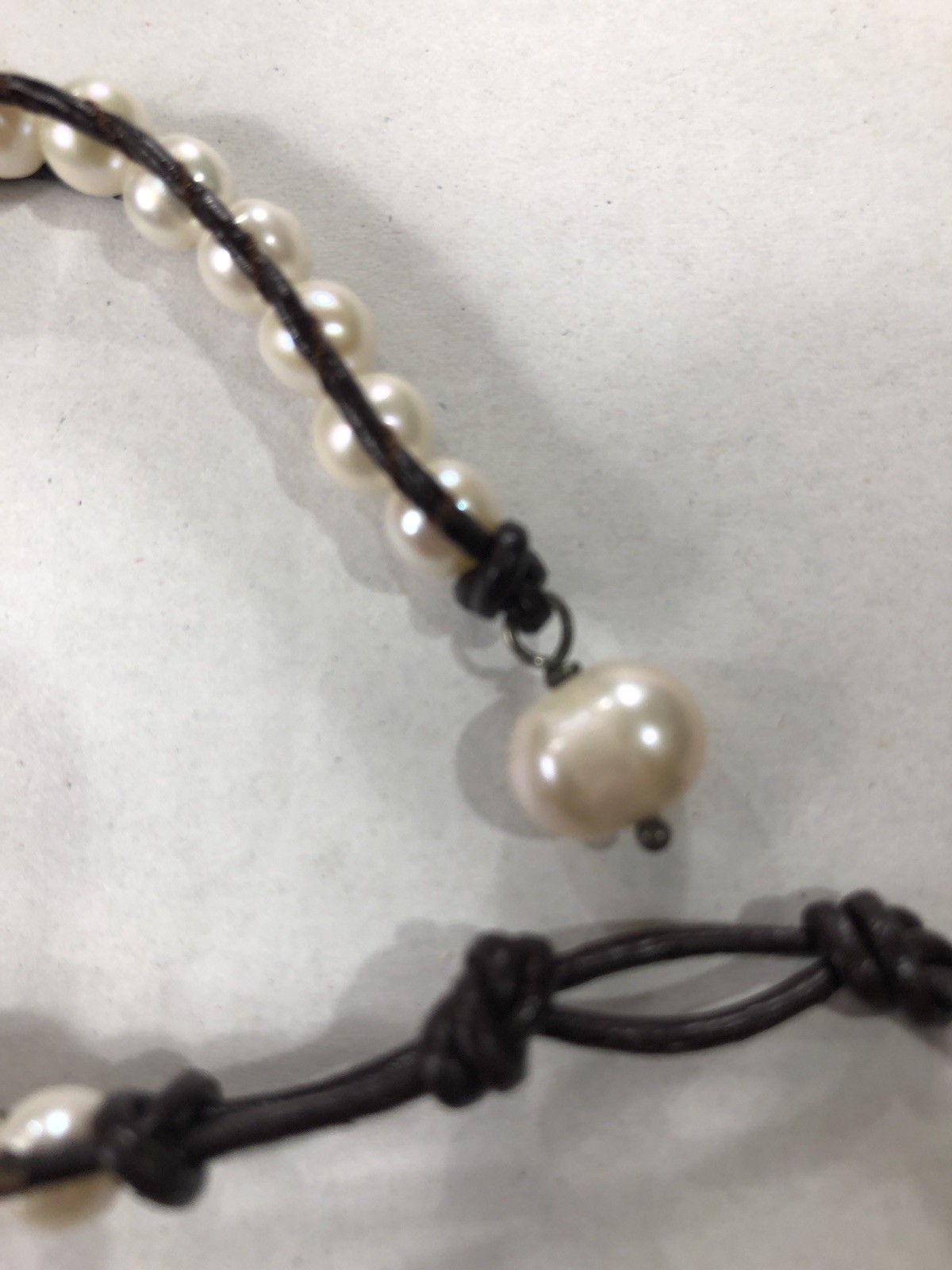 Pearl Leather Bracelet Wrap Artisan Handmade – 7 inch to 8 inch Length