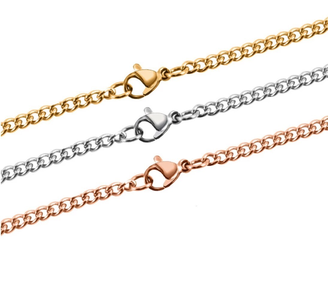 Silver Stainless Steel 20 Inch 2 mm Cuban Curb Chain