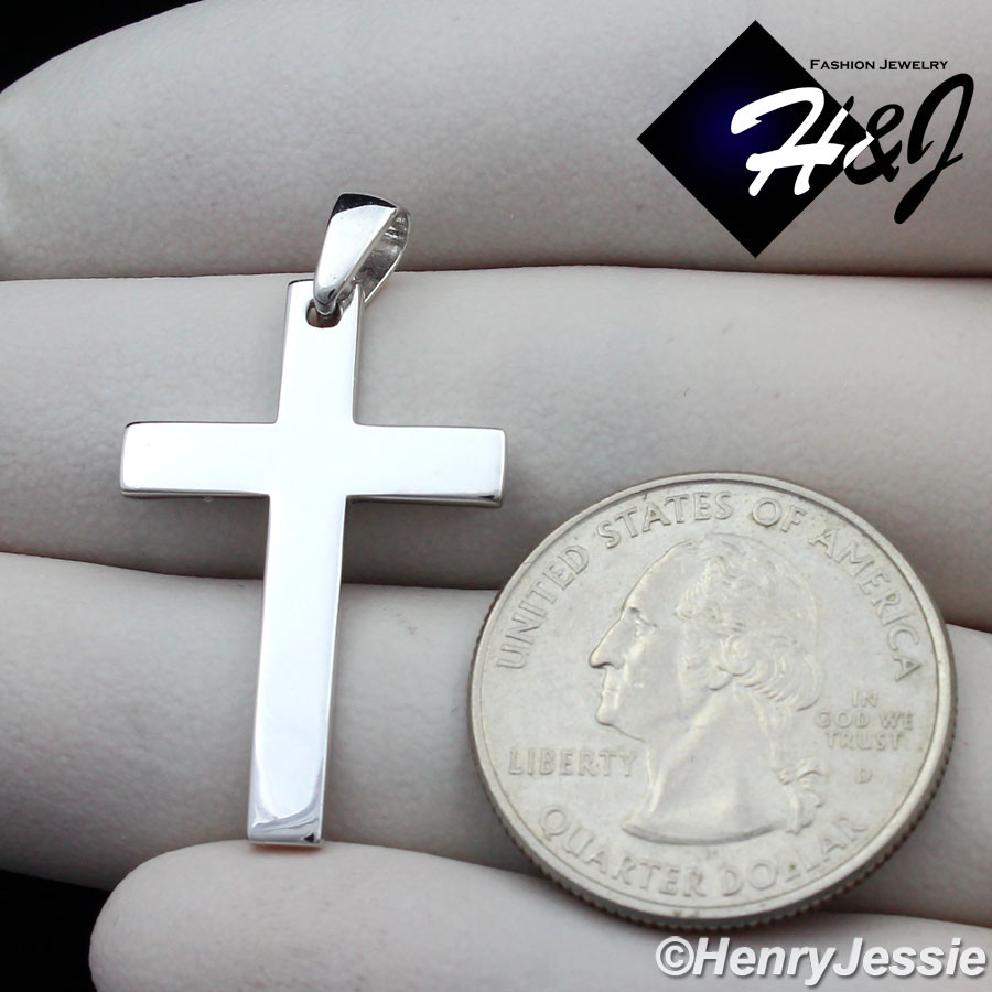 24″MEN 925 STERLING SILVER 2MM MIAMI CUBAN LINK CHAIN PLAIN CROSS PENDANT*SP194