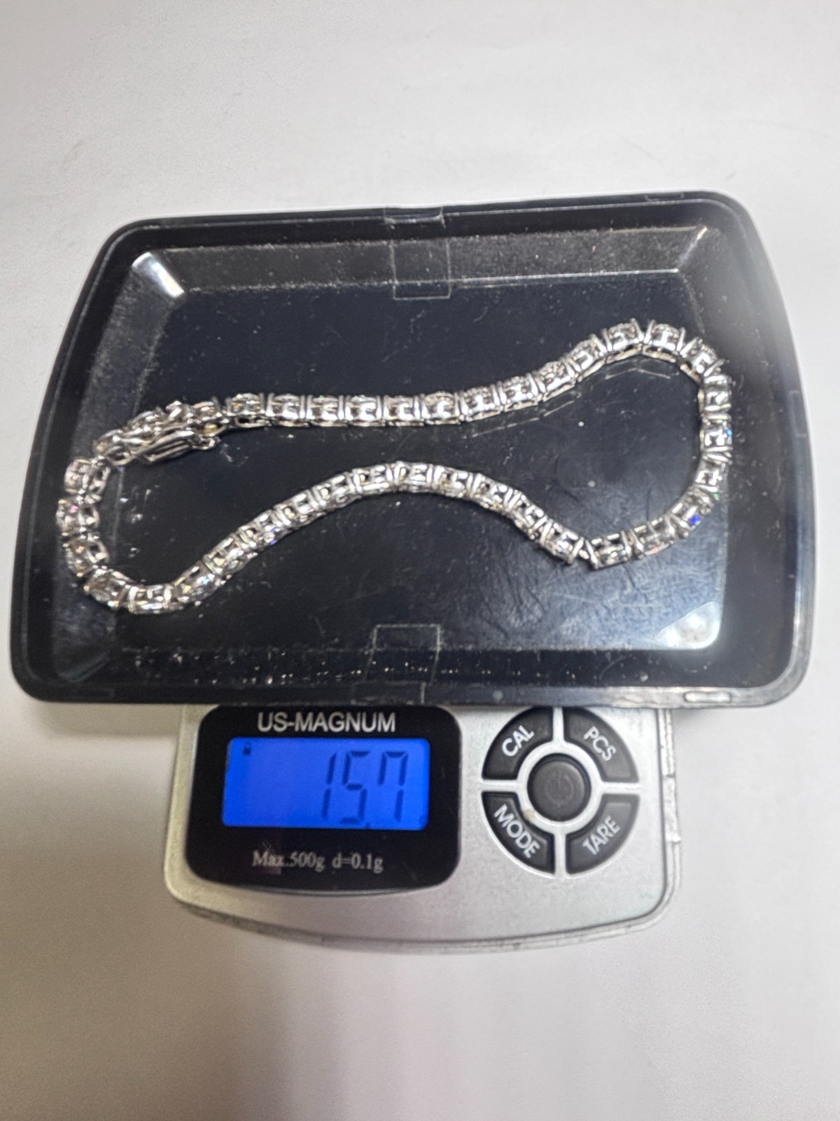 Sterling Silver Round Cut CZ Tennis Bracelet 15.7g 8.5in