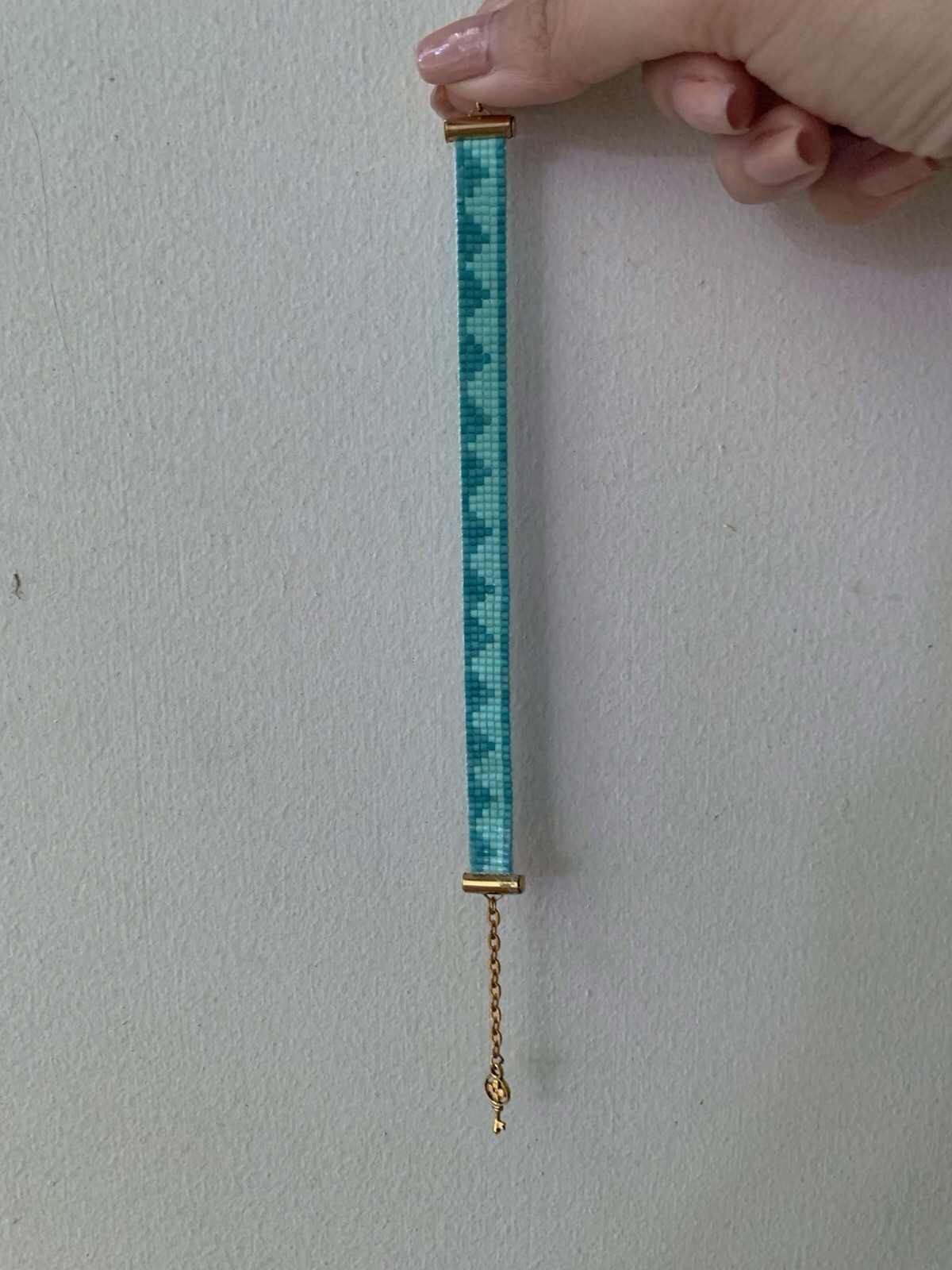 Blue & Gold Beaded Bracelet | Toggle Clasp | Dangle Charm | Adjustable