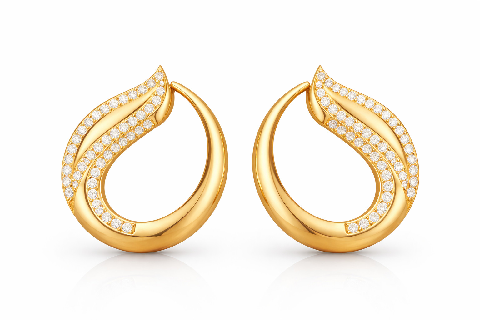 25mm Gold Plated Sterling Silver Hoop Earrings, Cubic Zirconia Bridal Jewelry