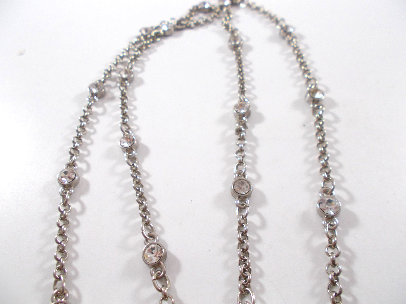 Silver Tone 26 Inch Rhinestone Station Necklace Free Shipping