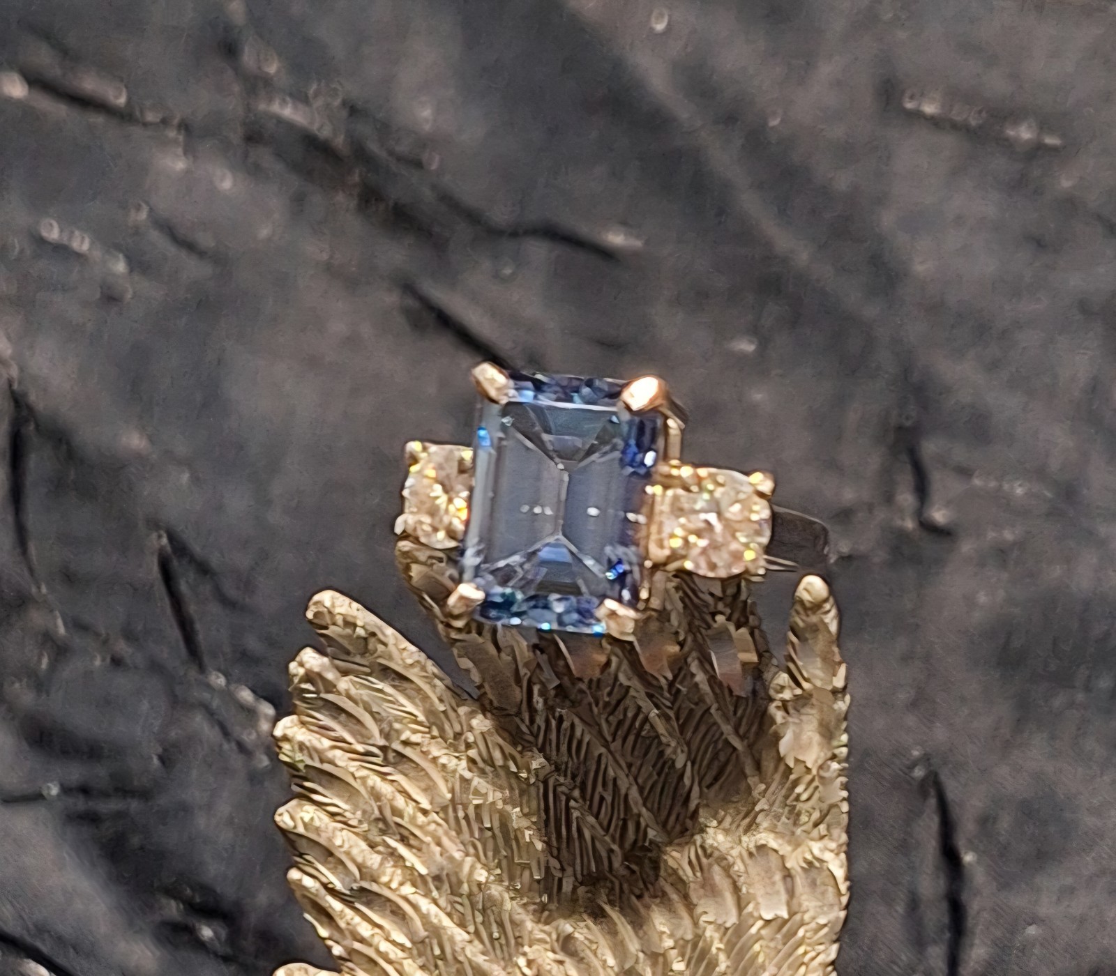 5 CT Blue Emerald Cut Lab Diamond VS1 Excellent 925 Sterling Silver Ring 6.75
