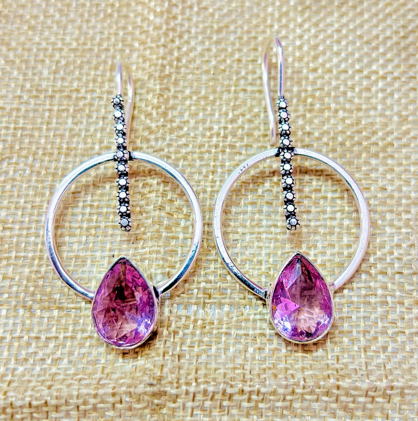 Pink Kunzite Gemstone 925 Sterling Silver Handmade Ethnic Jewelry Earrings 1.80″
