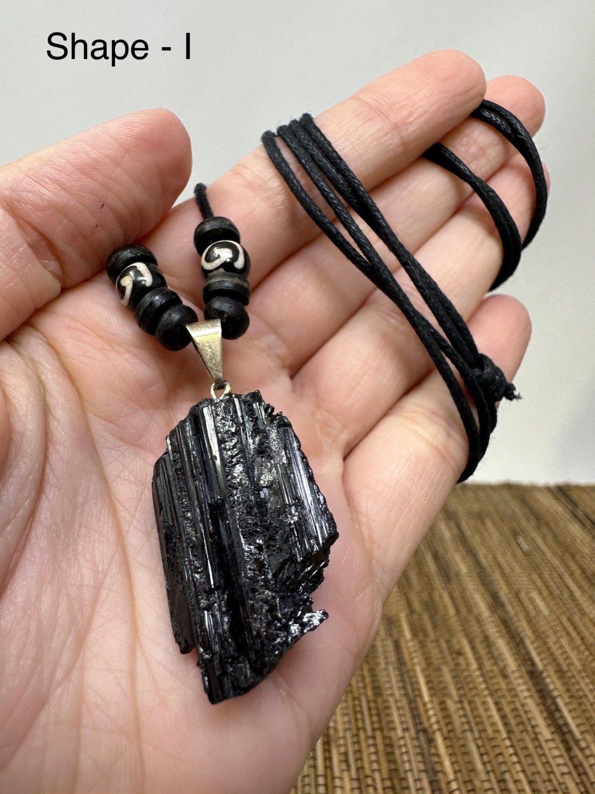 Black Tourmaline Pendant Natural Crystal Necklace Reiki Energy Healing Jewelry