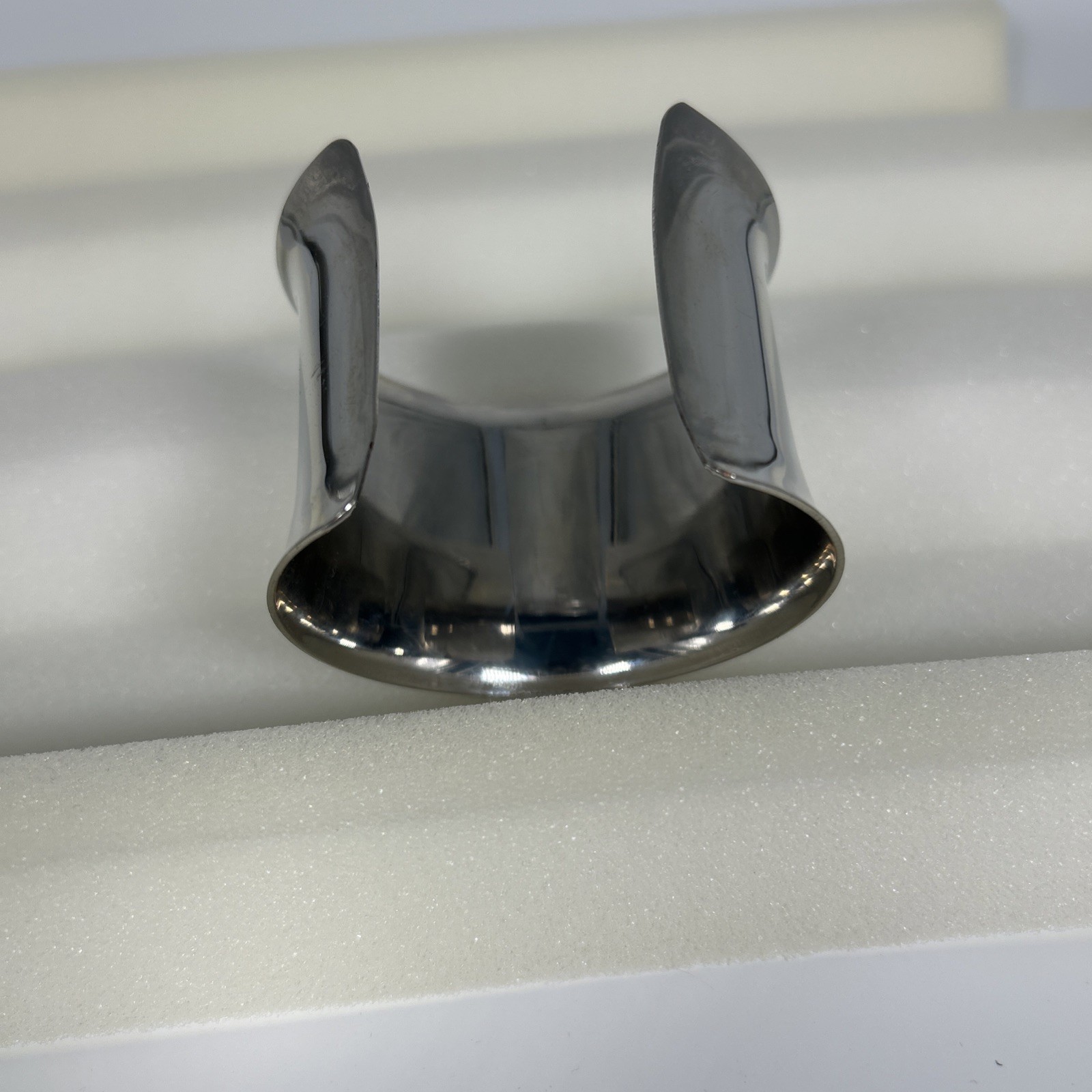 Silver Tone 2 inch Cuff Bracelet Concave Boho No Mark