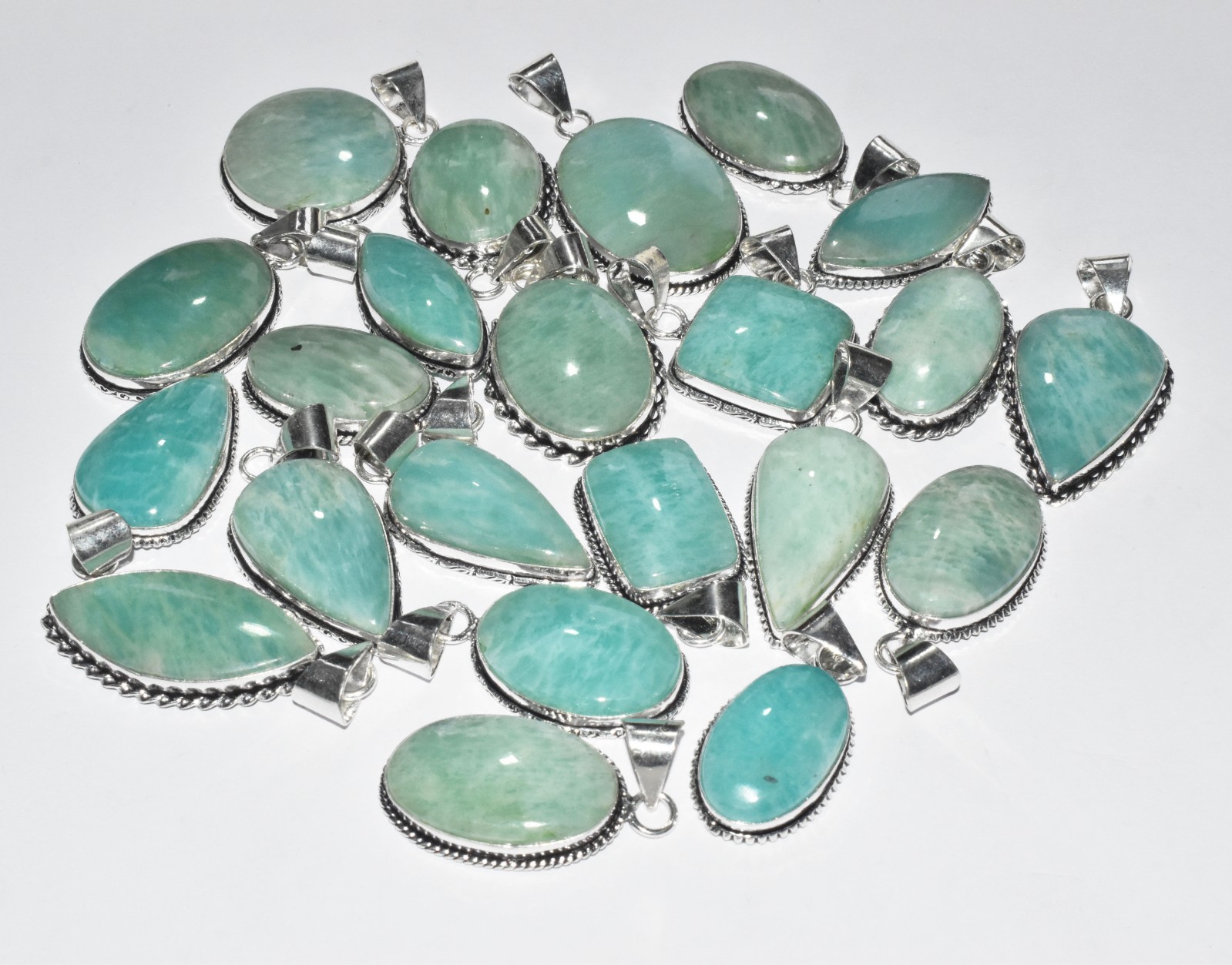 1-1000 Pcs Amazonite Pendant Wholesale Lot Bulk: Silver Plated Necklace WH-9