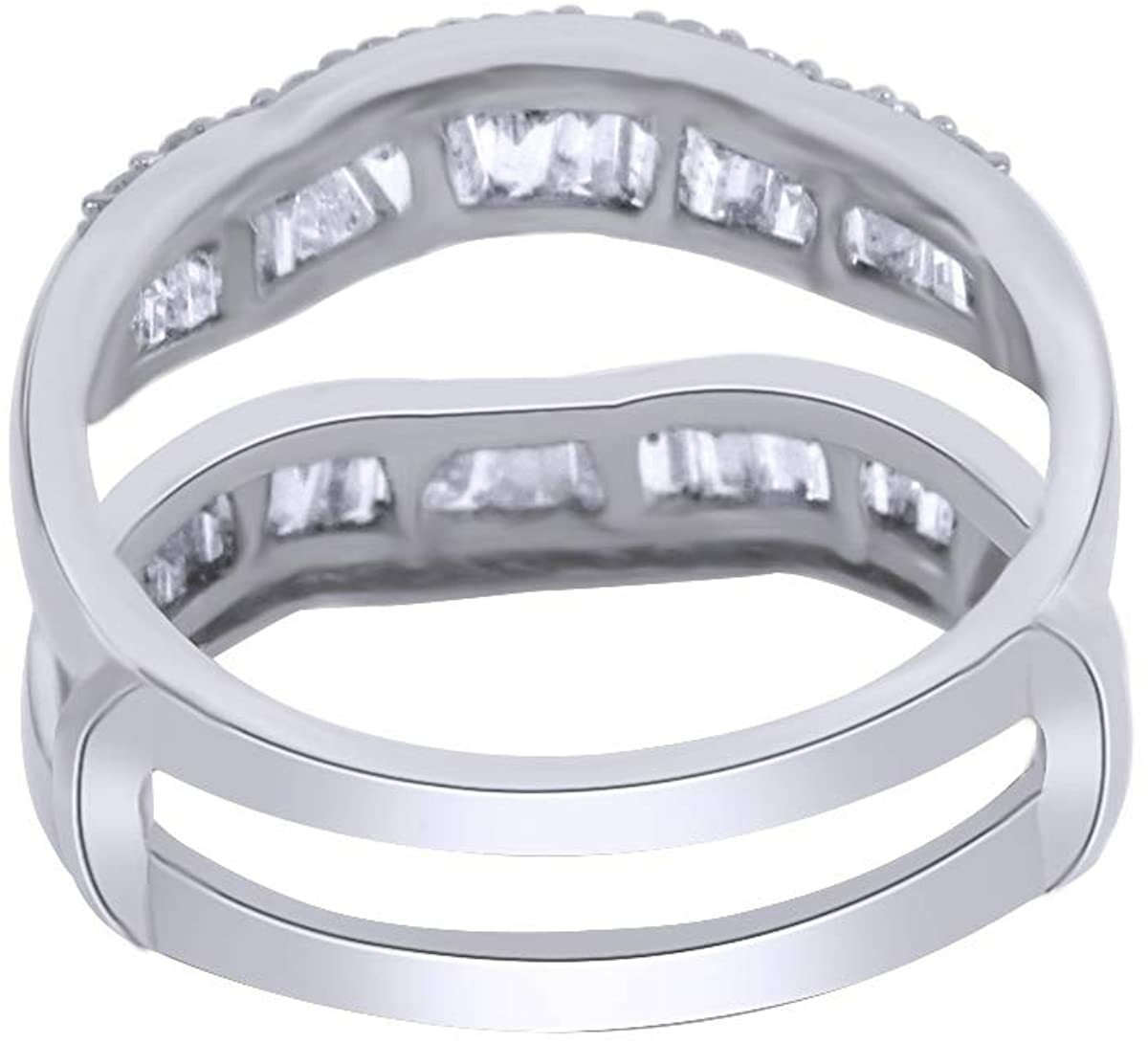 1.00 Ct. Baguette and Round Contour Ring Jacket Enhancer in Sterling Silver