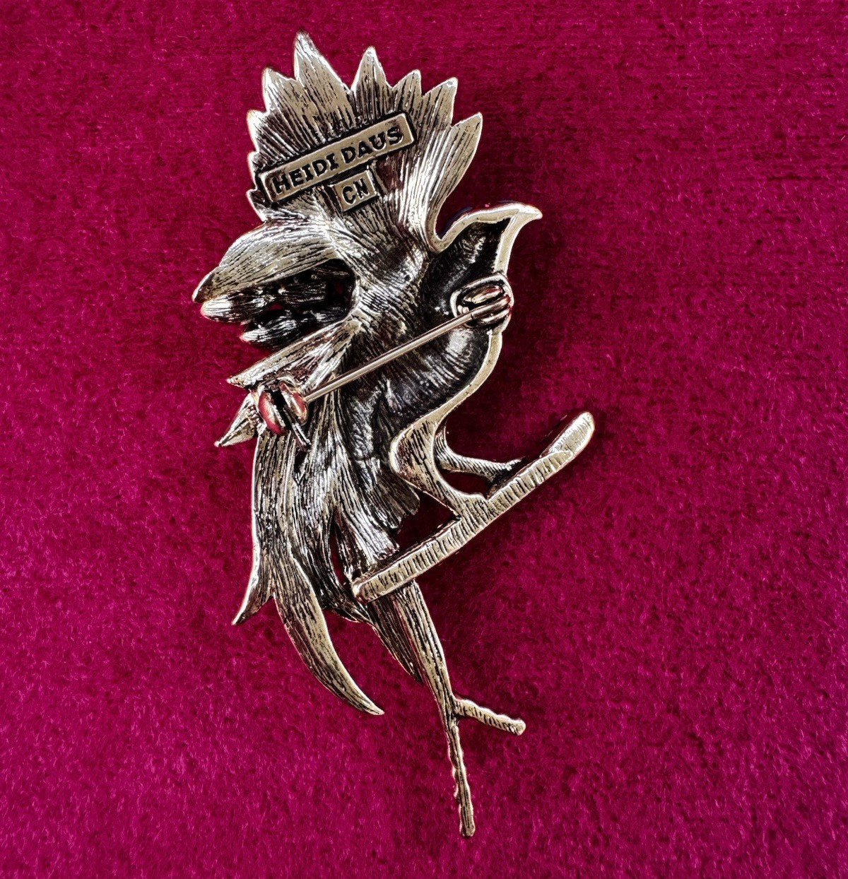 Heidi Daus “Fantastic Feathers” Bird with Crystal and Enamel Brooch Pin