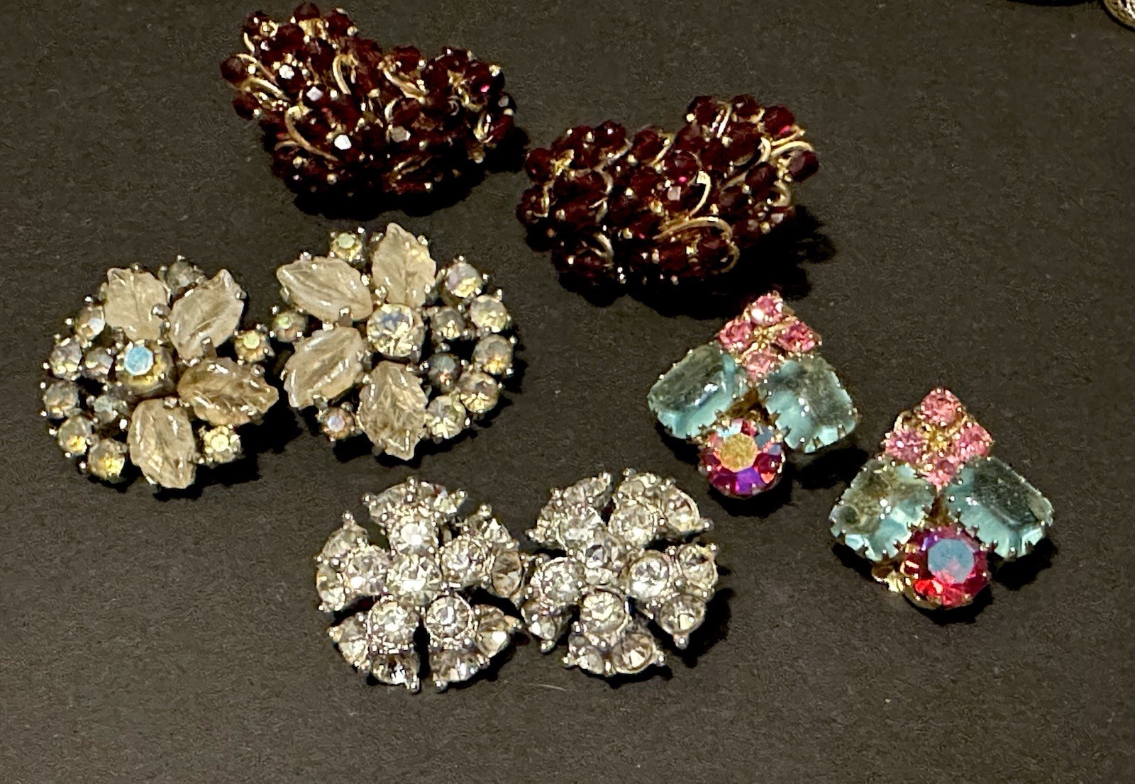Signed Vintage clip earrings 57 pairs. Trifari, Jomaz, Bogoff and more!