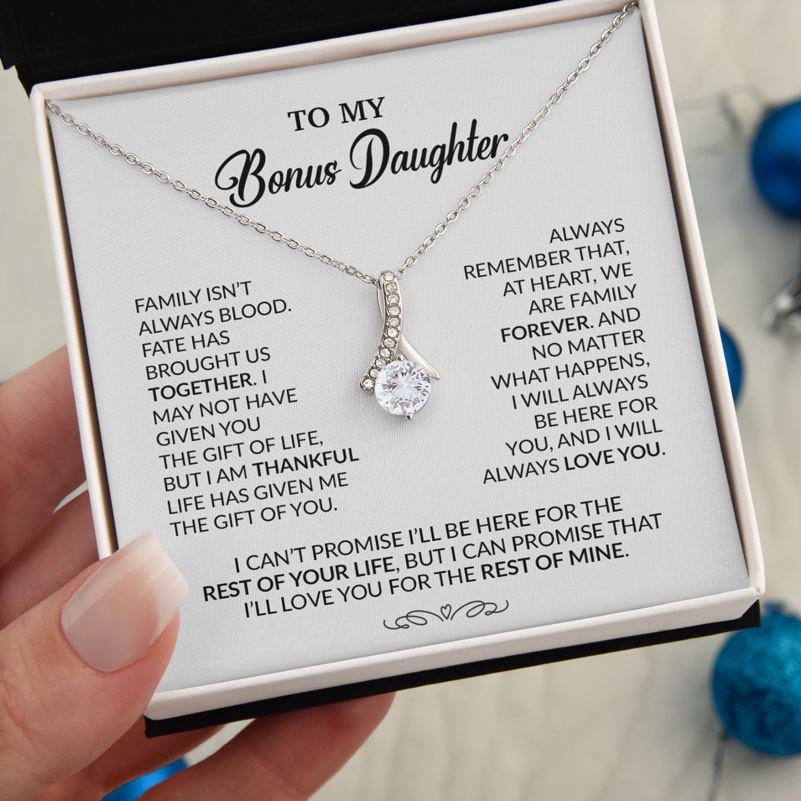To My Bonus Daughter Necklace, Gift for Bonus Daughter, Step Daughter Birthday