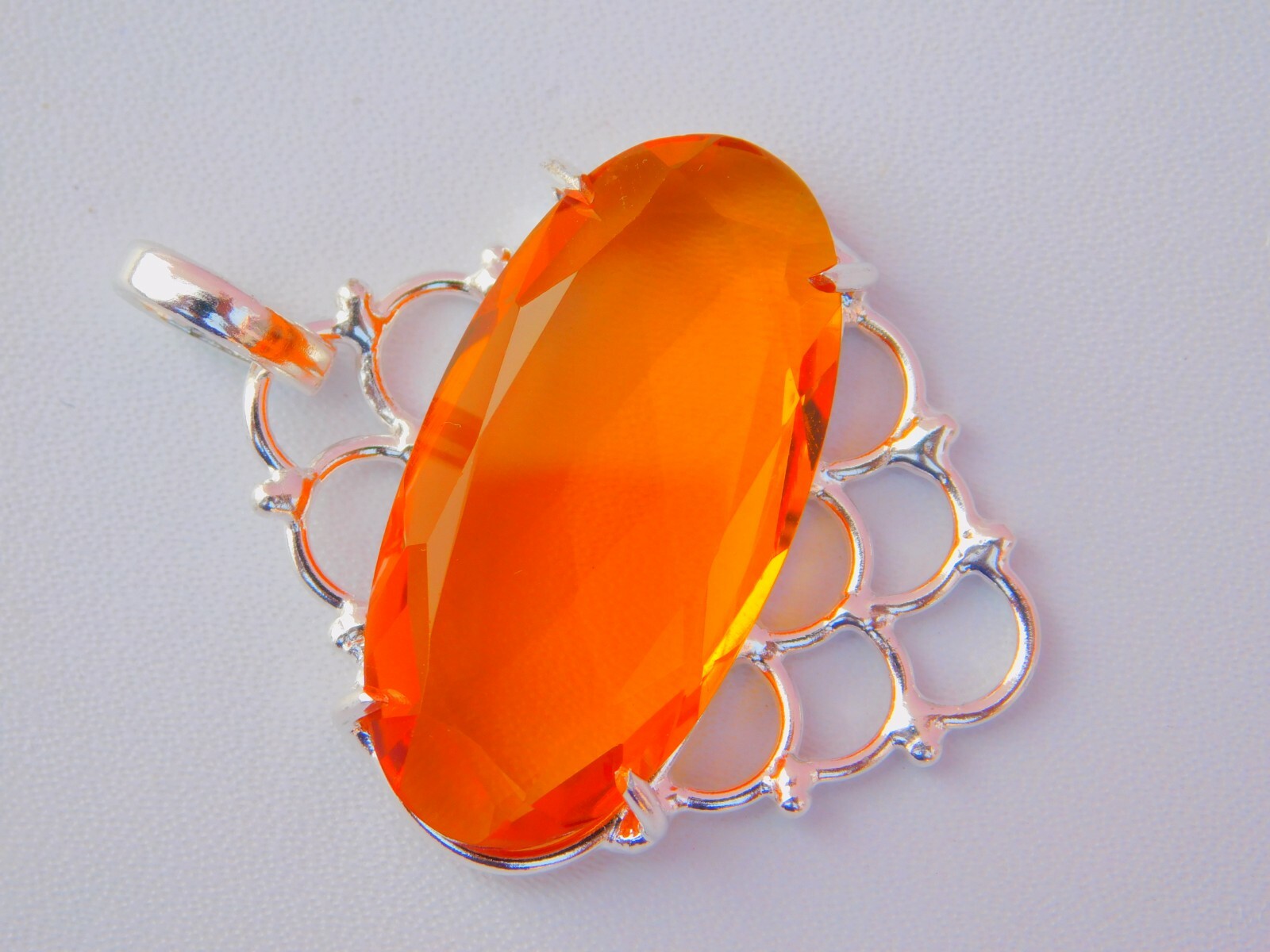 Hydro Citrine Quartz Fashion Pendant Silver Overlay Brass Fashion Oval Pendant