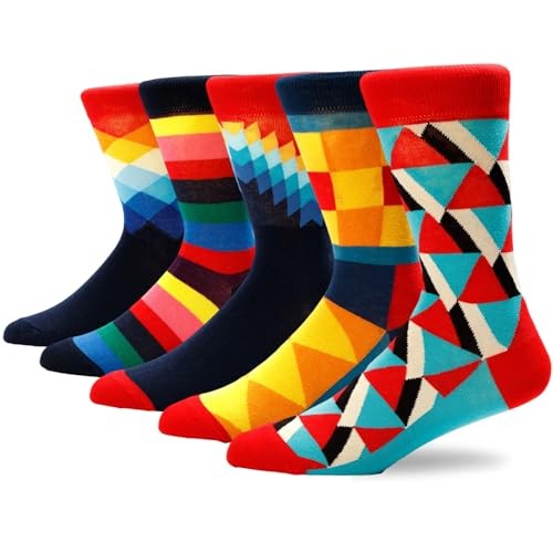Funny Novelty Socks for Men Women Colorful Funky Cotton Crew 6-12 Caihongse