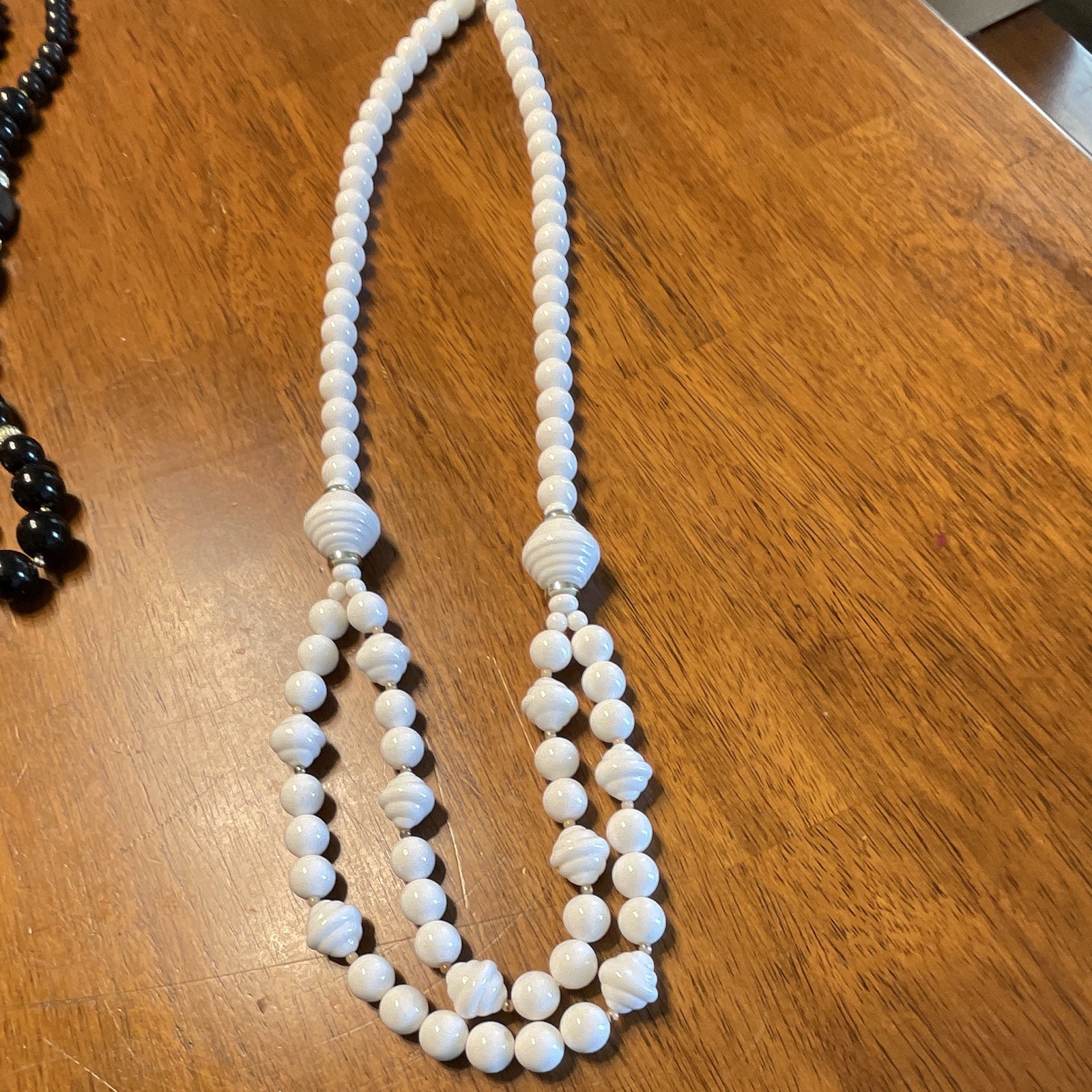 Vintage 1980’s Acrylic Lot of 6 Black & White Round Beaded Necklaces