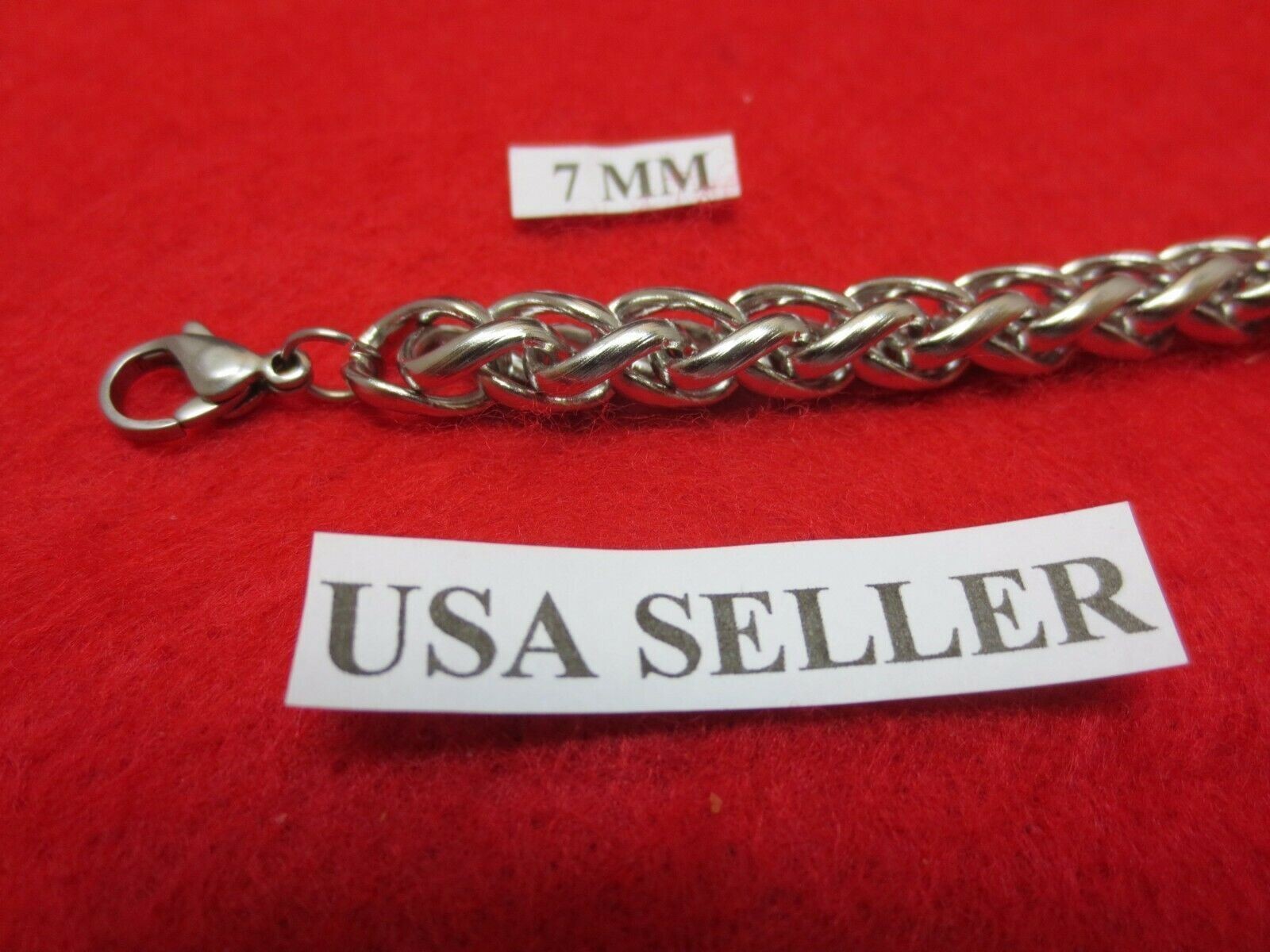 30″ 7 mm Stainless Steel Silver Braided Wheat Rope Chain Necklace USA Seller