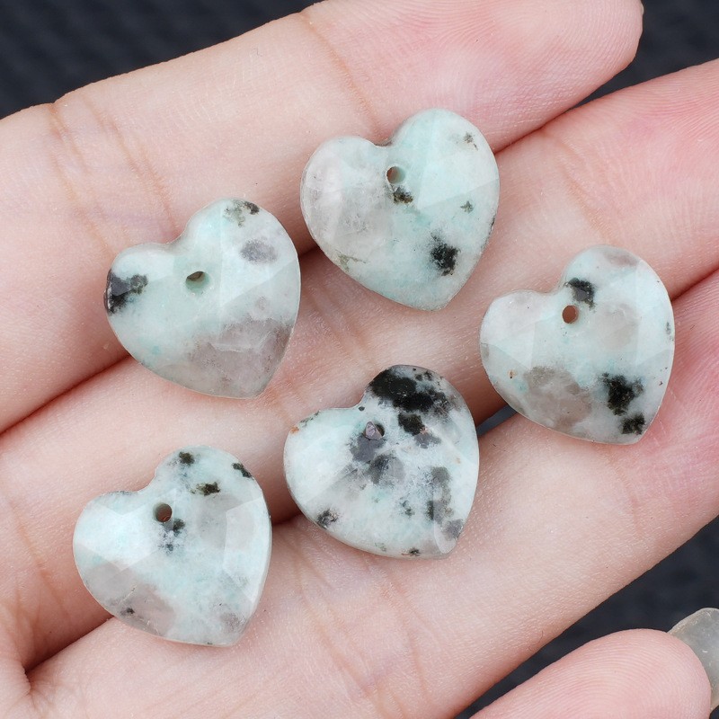 20pcs Mixed Natural Stone Heart Beads 13mm Pendants DIY Jewelry Making Bracelet