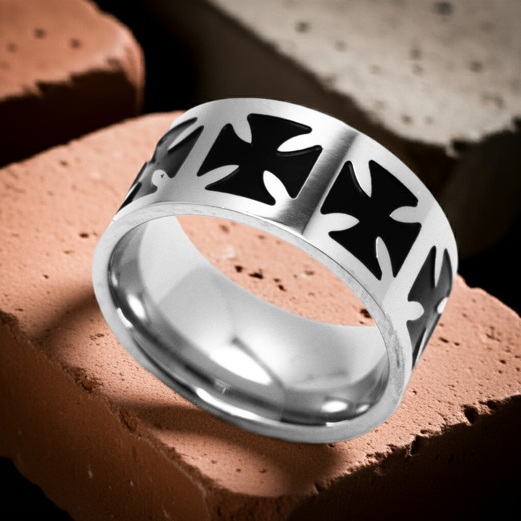 Iron Cross Ring Unisex Wide Comfort Fit Ring Biker Jewelry Stainless Steel 50