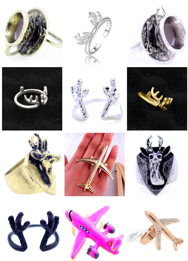 Alice in wonderland tea cup / reideer / deer/ aeroplane plane ring, choices