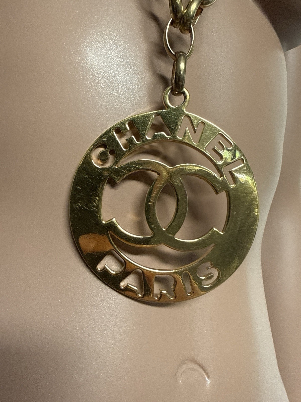 Vtg Chanel Gold Coco CC Logo Chain Necklace