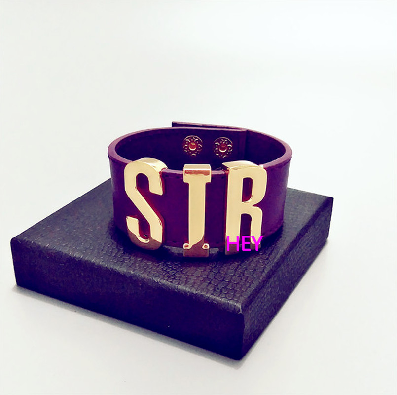 Harley Quinn Bracelet YES SIR Purple Leather Suicide Squad Girl Gold cuffs