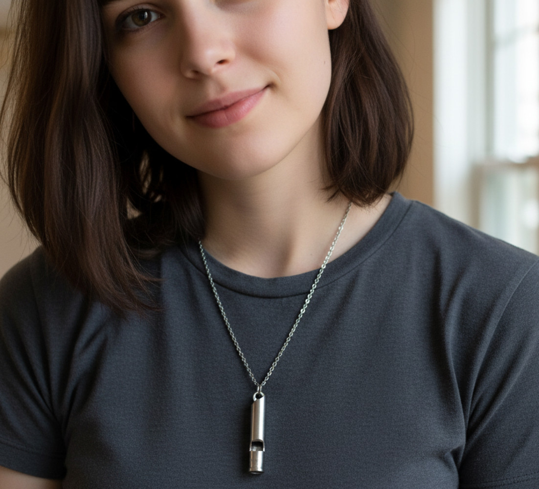 Self Defense Safety Whistle Necklace – Protection Accessory for Women & Men