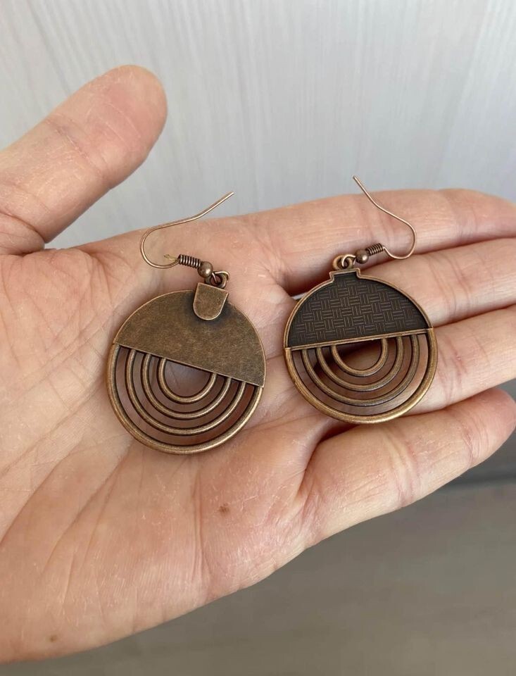 Ethinc Bohemia Copper Red Round Drop Earrings For Women Circle Charm Pendant Ret