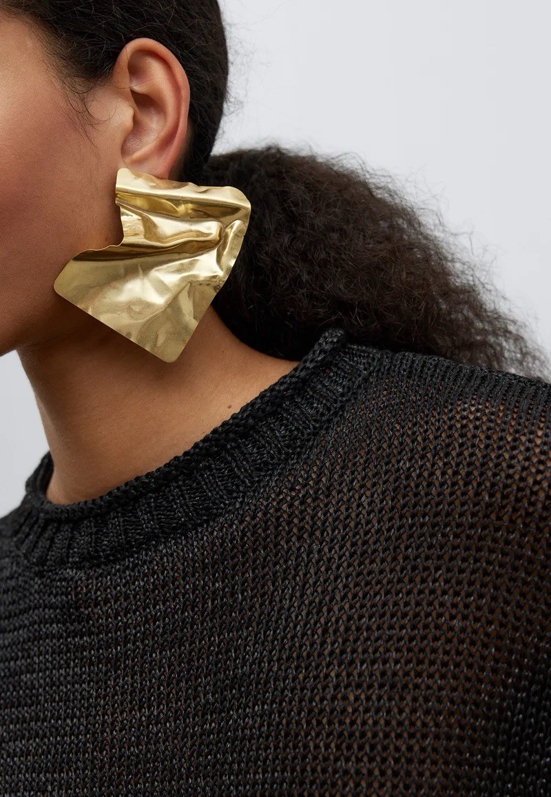 Adolfo Dominguez Pleated Metal Earring/OS