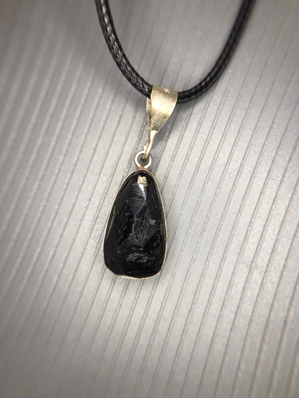 Natural Black Tourmaline Rose Cut Pendant Handmade Gemstone from Afghanistan