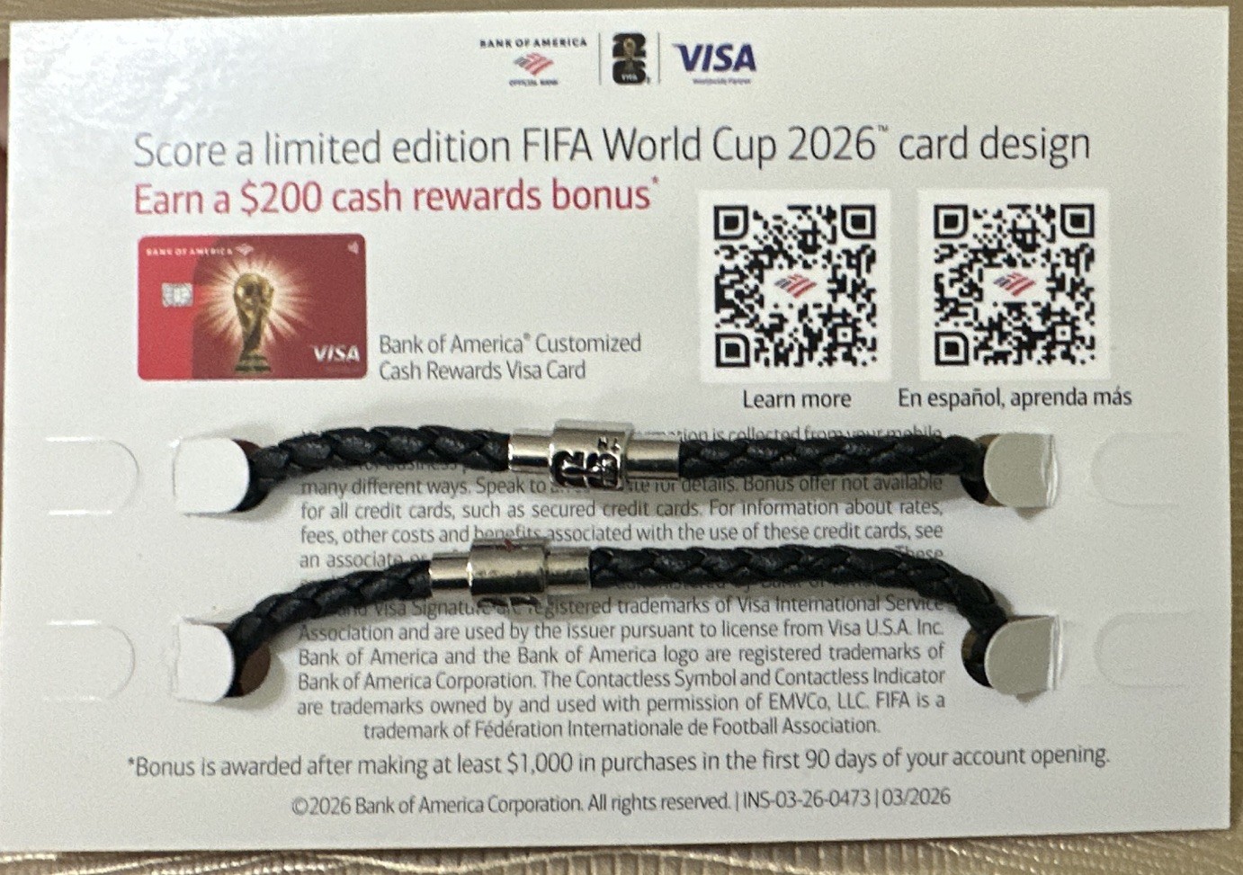World Cup 2026 NYC Fan Village BOA Official 2 Pack Fan Charm Bracelets-7.5 inch