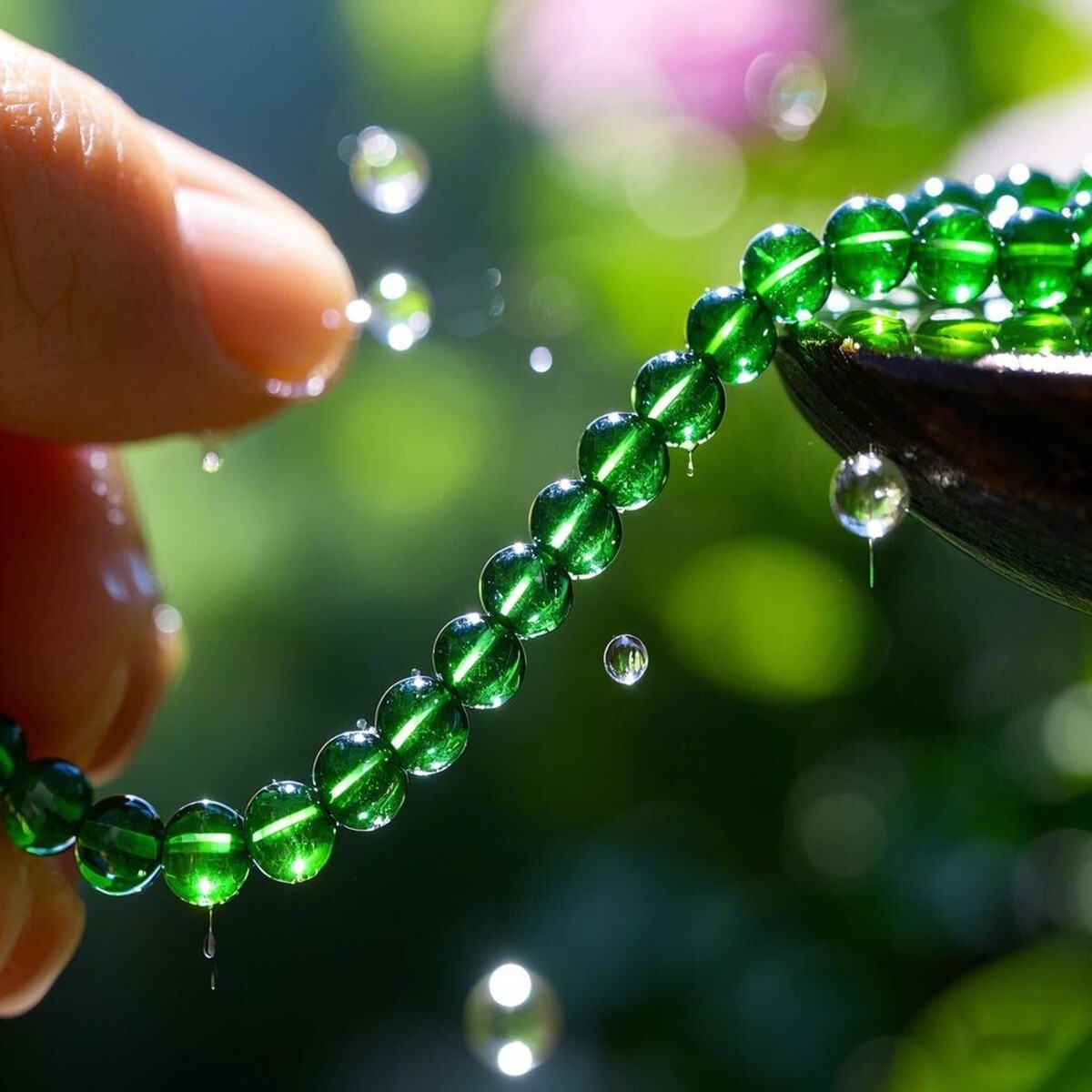 Natural Emerald Elastic Stretch Bracelet 8mm Round Crystal Gemstone Beads