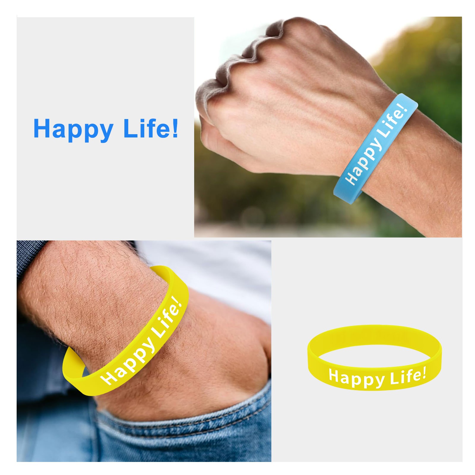48X Silicone Wristbands Bulk Colorful Rubber Bracelets Party Favors Teens Adults