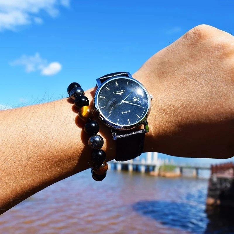 Natural Black Obsidian Hematite Tiger Bead Magnetic Health Protection Bracelet