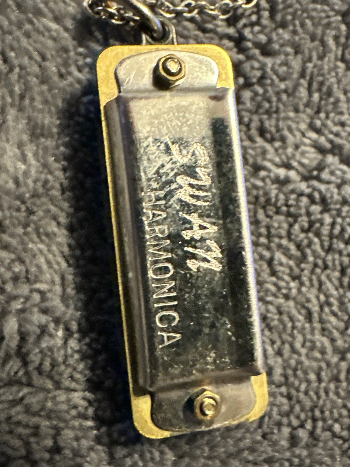 Miniature Vintage-SWAN-Harmonica Pendant on Necklace Chain Music Charm🔥🔥🔥