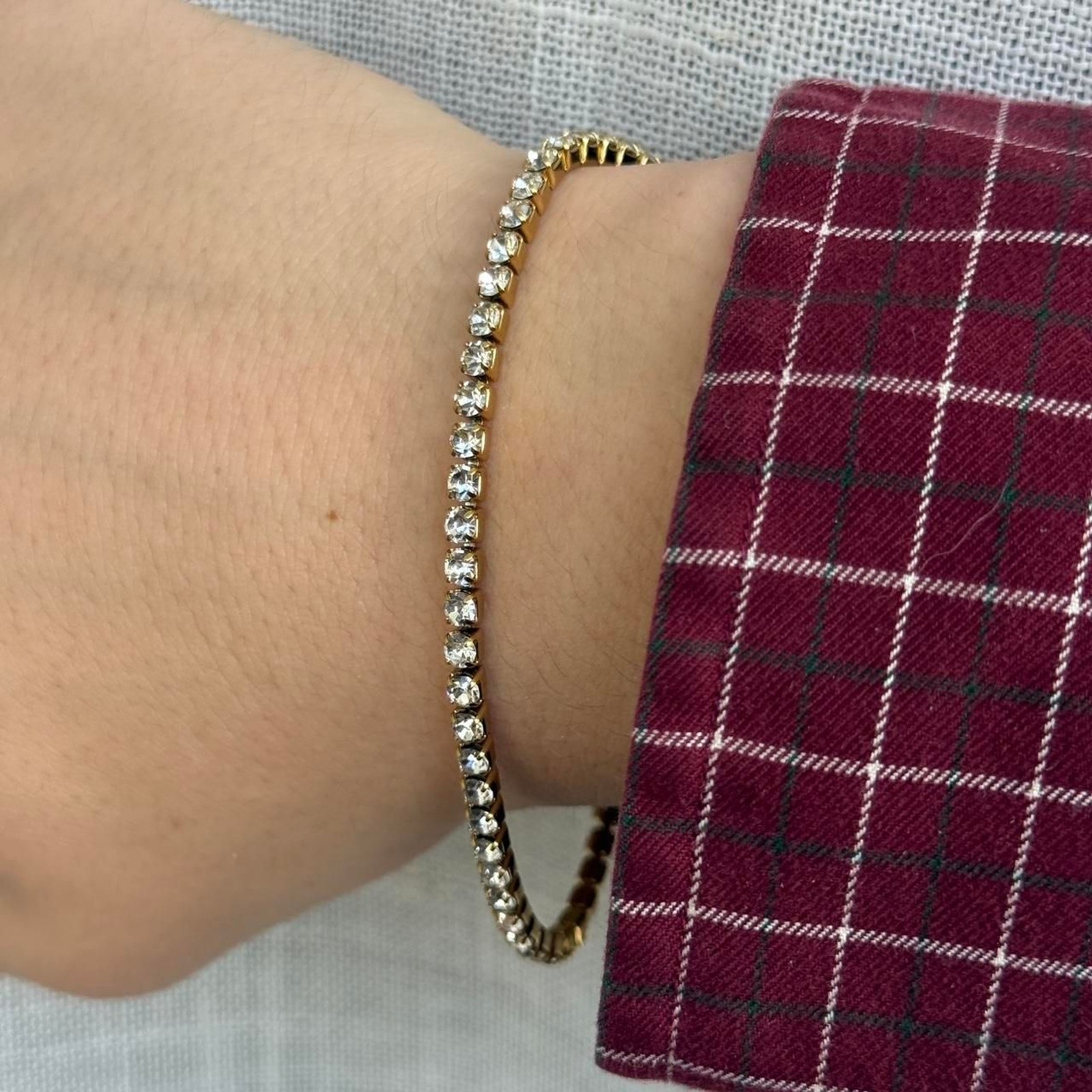 Gold Tennis Bracelet CZ Crystal Dainty Stackable Chain Bracelet Gift