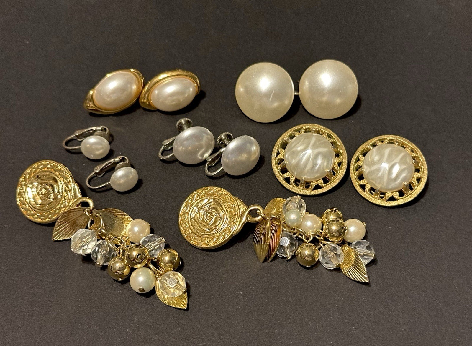 Signed Vintage clip earrings 57 pairs. Trifari, Jomaz, Bogoff and more!