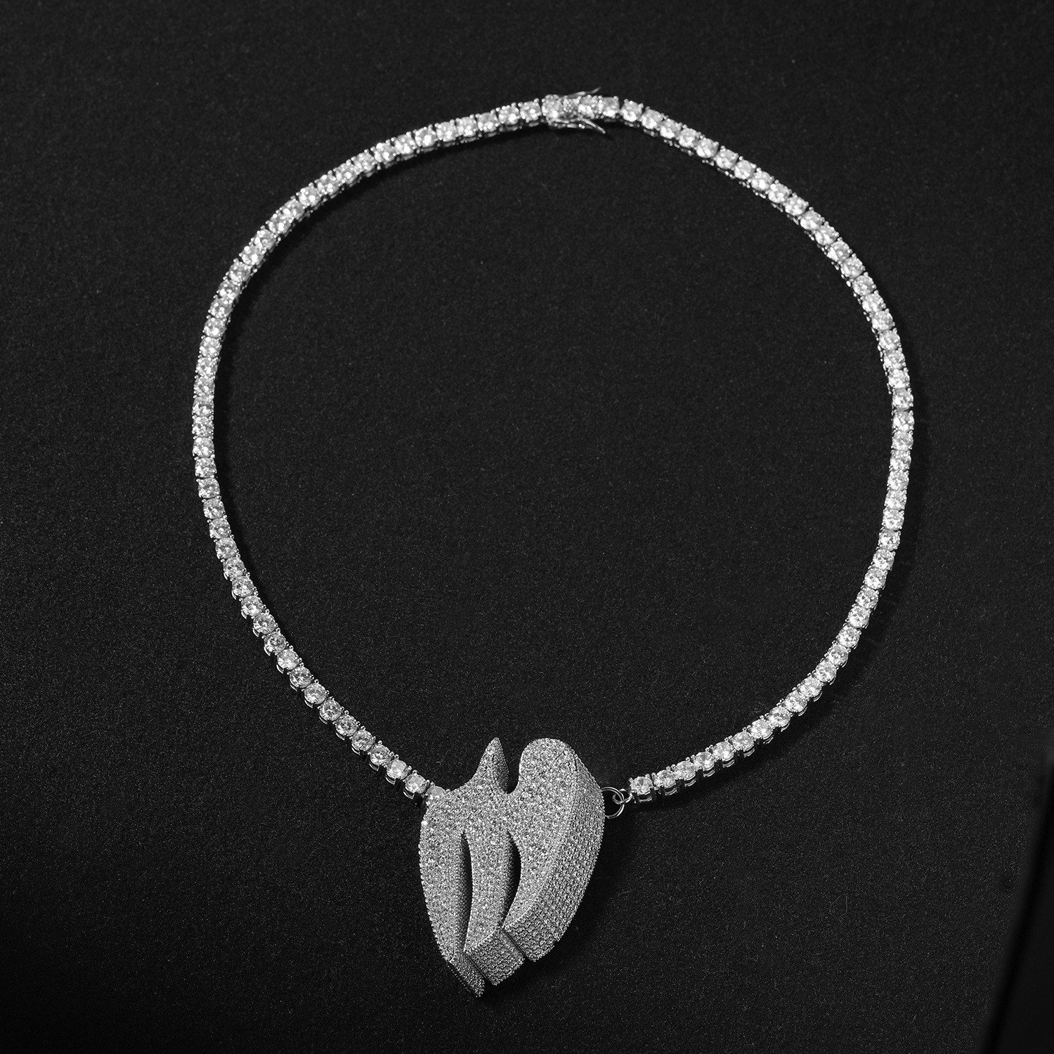 Hip Hop Jewelry Swallow Pendant Tennis Chain Necklace Gold Filled Cz Accessories