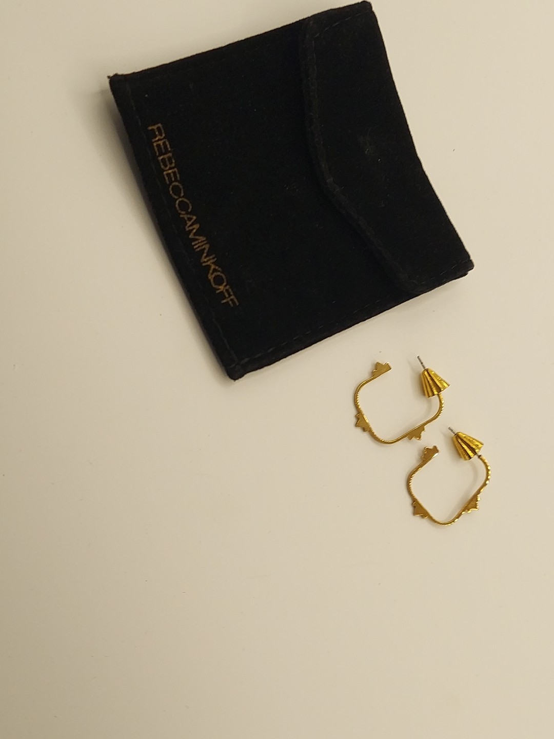 Rebecca Minkoff Gold Tone Hoop Earrings With Branded Bag
