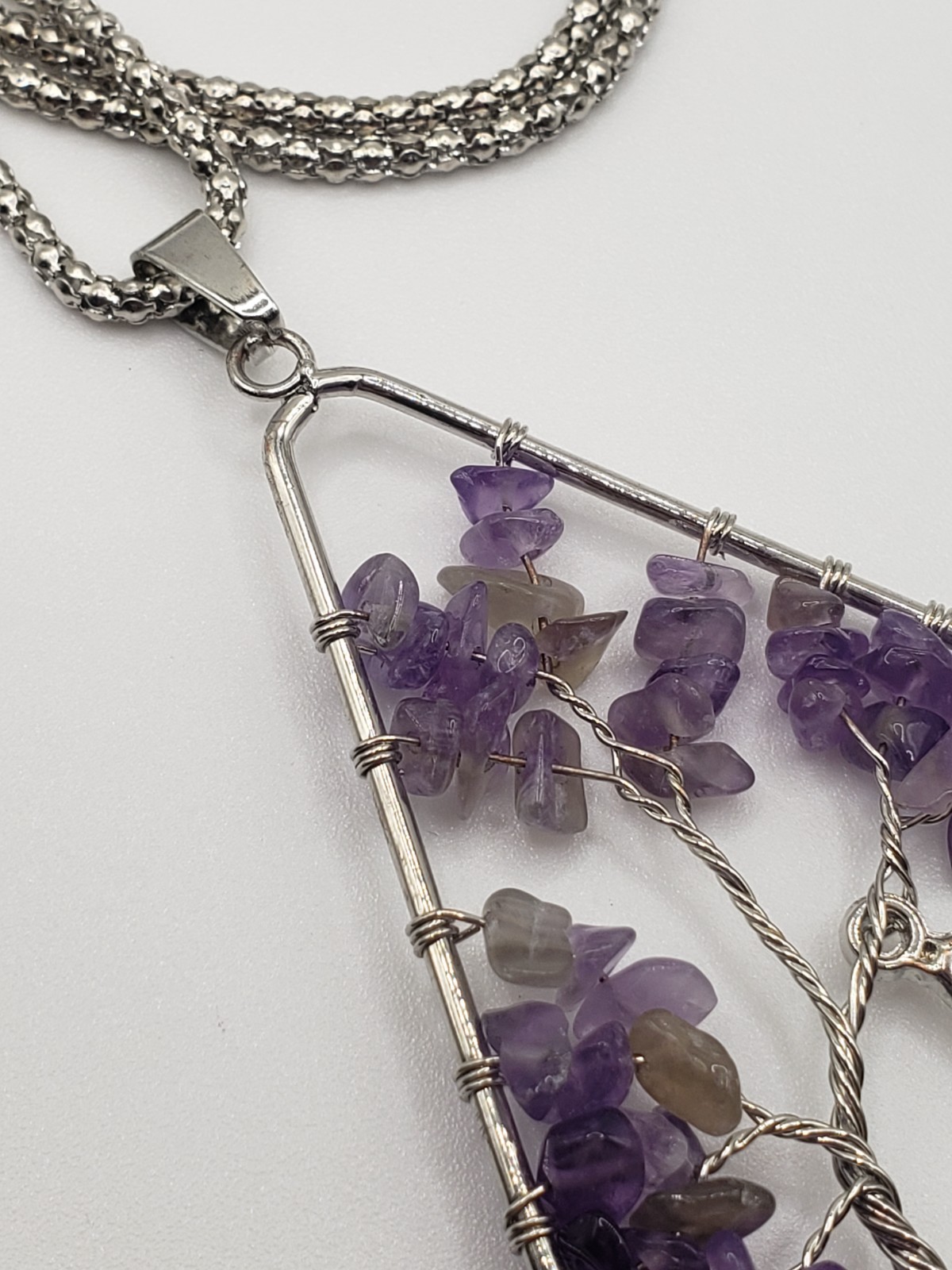 Nature-Inspired Jewelry Lot: Genuine Agate & Amethyst Tree of Life Necklaces