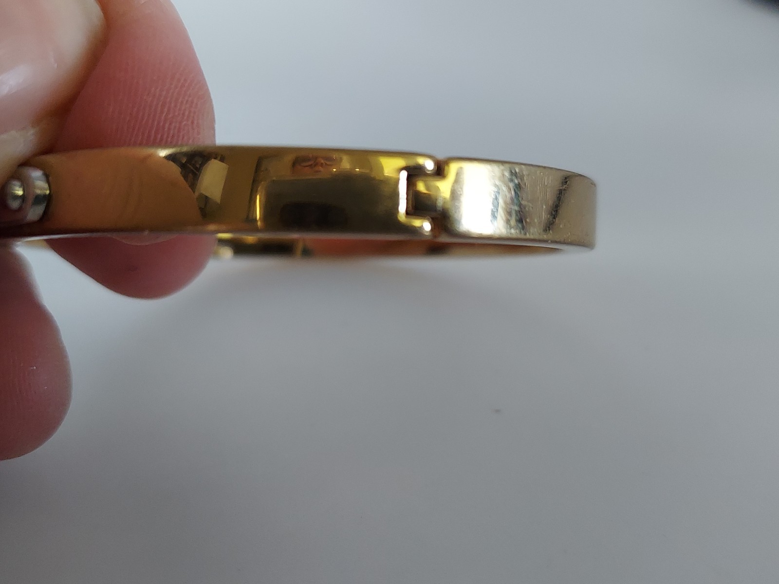 Authentic Coach Gold & Silver Branded Hinged Bangle Bracelet Size 6.75