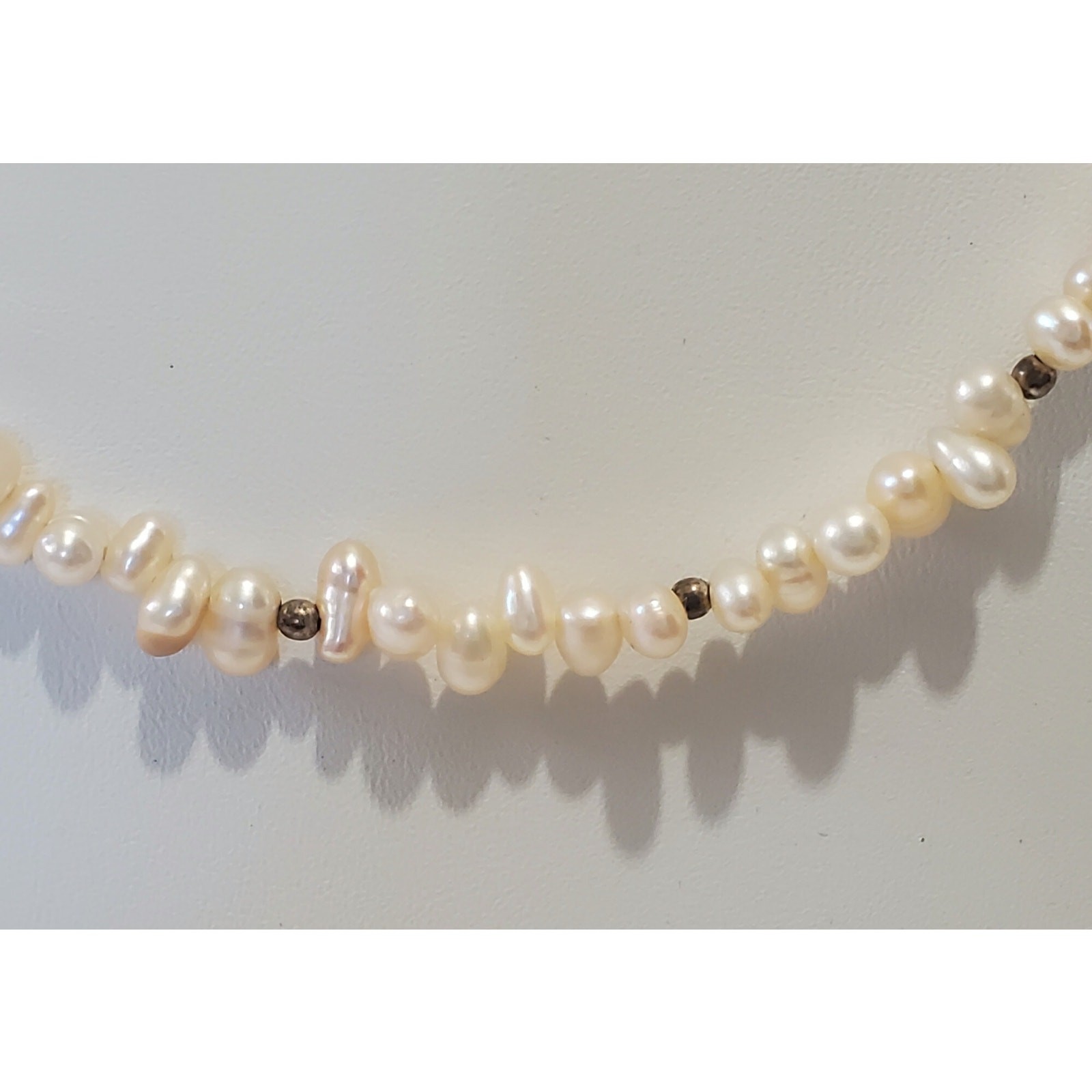 Champagne Freshwater Pearl & Sterling Silver Bead Necklace 17 in.