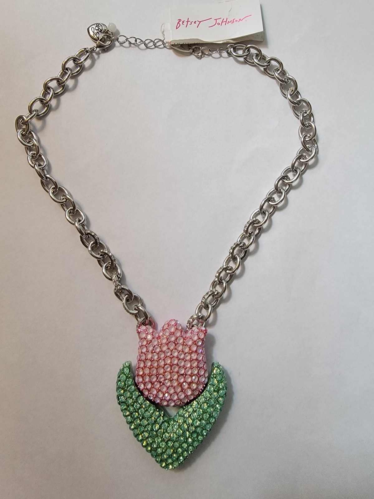 Betsey Johnson Authentic Hop To It Tulip Necklace Easter Spring Flower Chunky