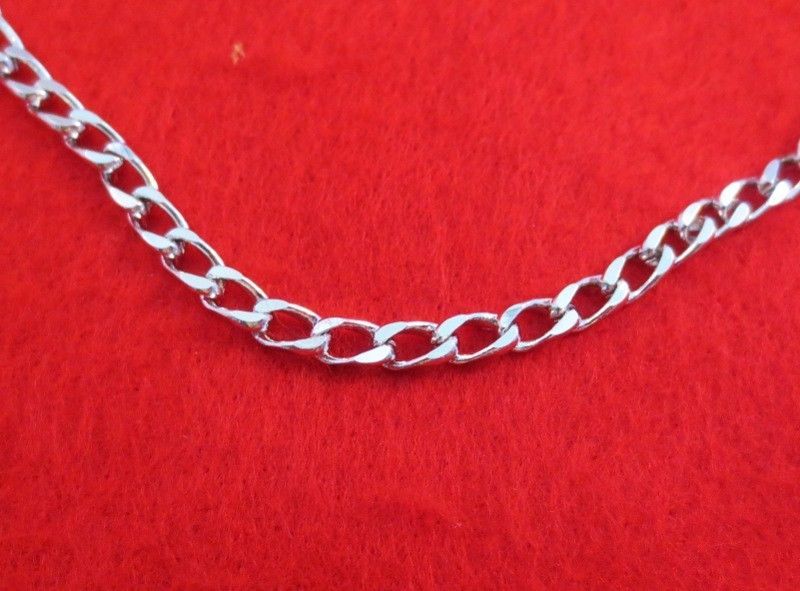 14 KT WHITE GOLD EP 18 INCH 5MM ITALIAN DESIGNER CURB LINK CHAIN NECKLACE