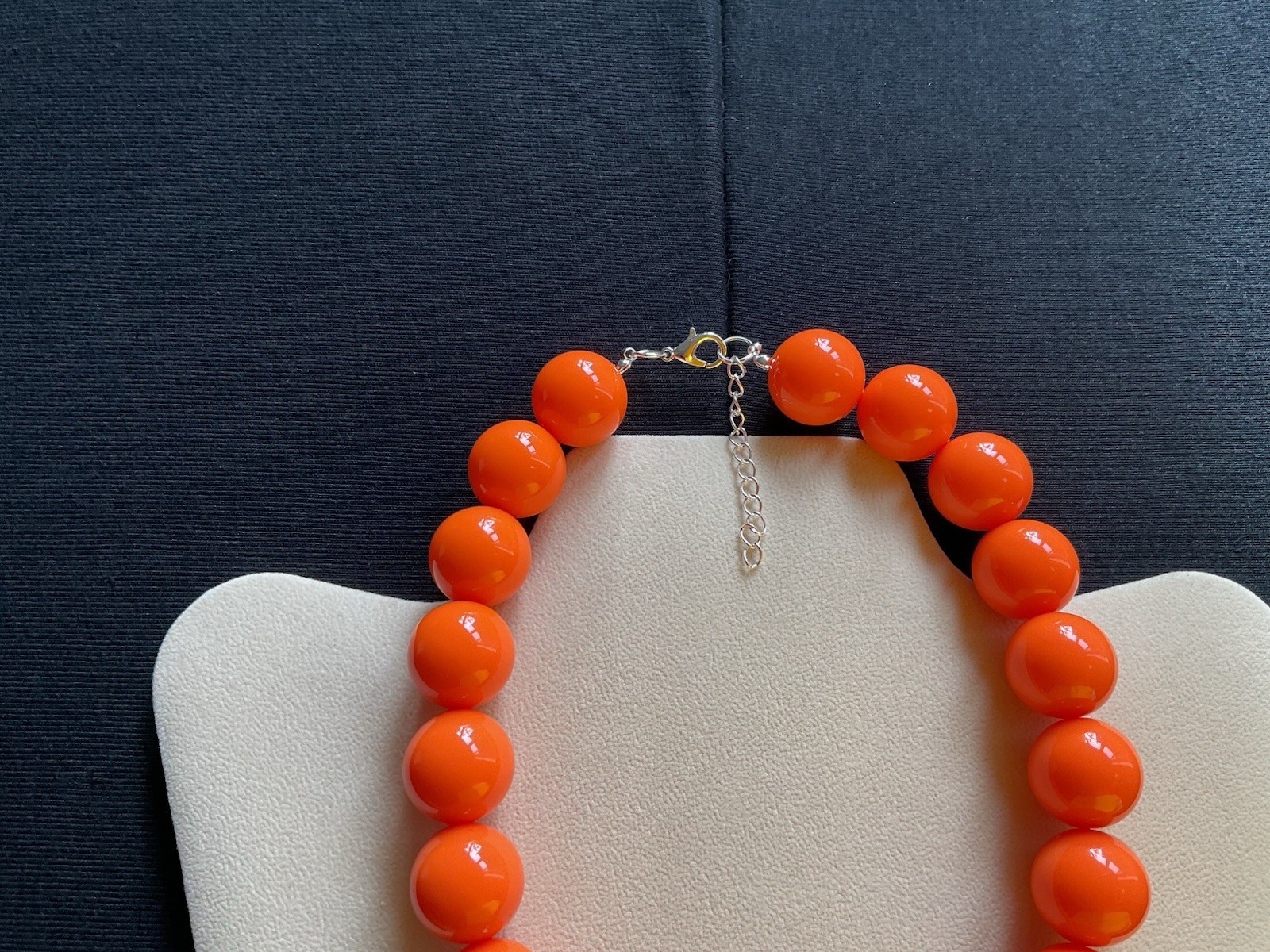 Chunky Orange Bead Choker Adjustable Necklace