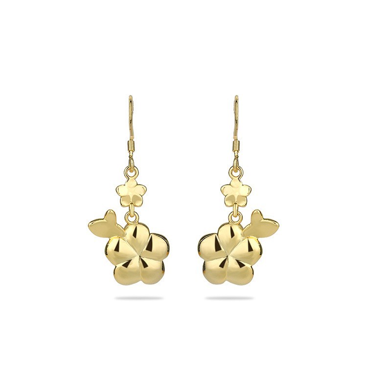 Pearl Enamel Dangle Earrings Boho Pink Flower Dainty Gemstone 18K Gold Plated