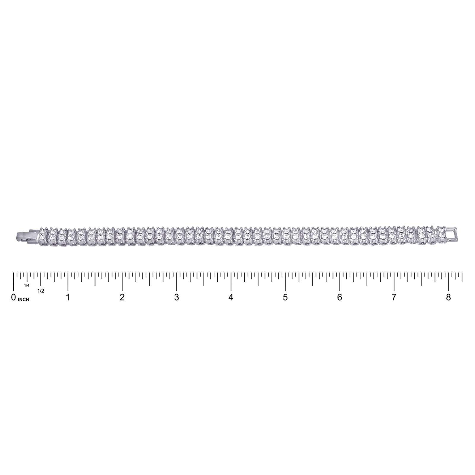 Men’s Women’s Silver Plated 2 Row Iced Bling CZ 8″ Tennis Bracelet Hip Hop NB02S