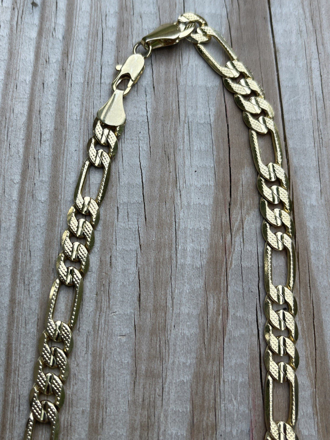 Men’s Figaro 18k Gold Plated Hip Hop Chain Necklace 23-7/8 inch Weight 40 Grams