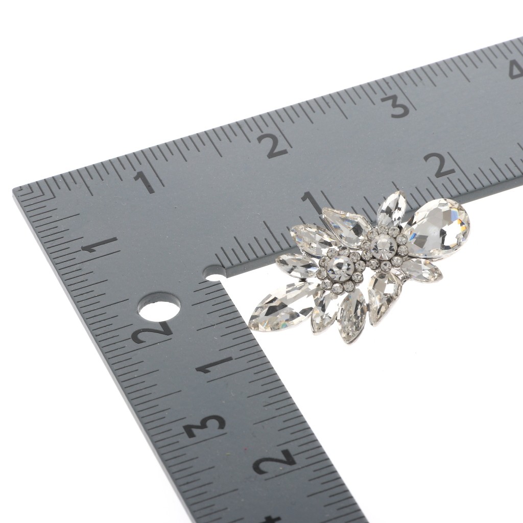 Silver Tone Metal Crystal Rhinestone Clip-On Earrings ER2587-SCL