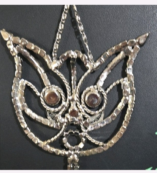 Rare Huge Vintage Unsigned Alice Caviness Rhinestone Cat Necklace
